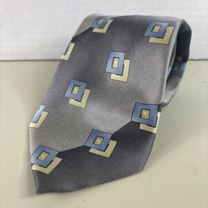 100% Silk Necktie SETAZONE Blue/White/Gray 80s Art Geometric Grey Seta Zone Tie